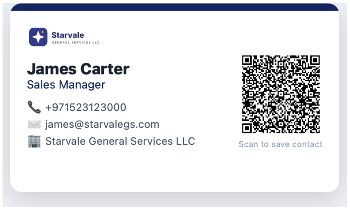 James Carter — Visiting card